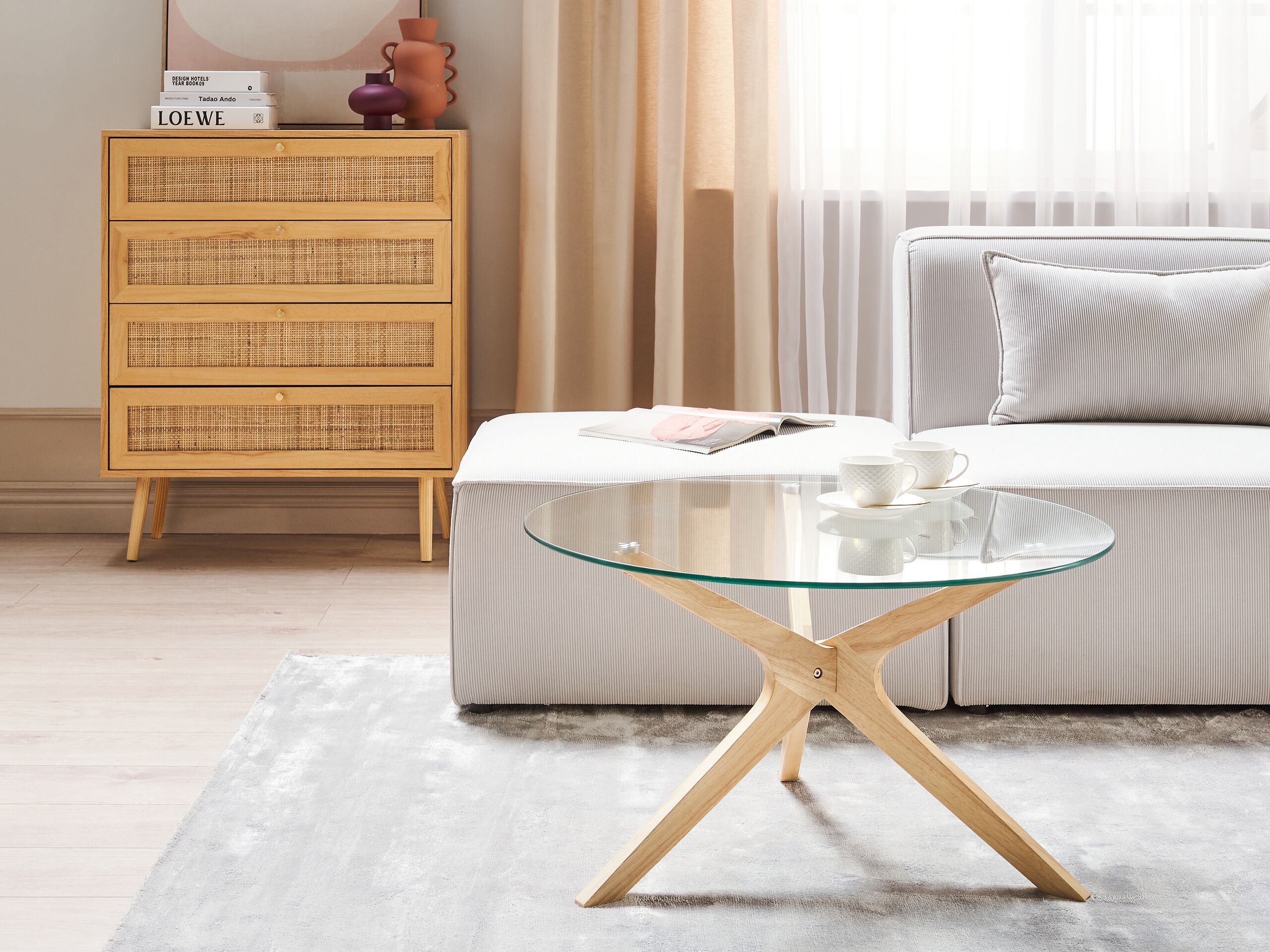 Mesa de centro cristal curvado 100x48 cm