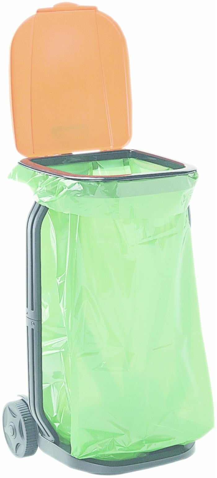 Support sac poubelle avec couvercle jusqu'à 120 litres, couleur: vert -  Cdiscount Maison