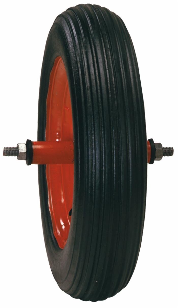 Roue complète GONFLABLE de brouette - Deli S-379 - 3.50-6 TT 4PR / Jante  plastique rouge à moyeu tube lisse de Ø35x71 / CA avec valve coudée TR87