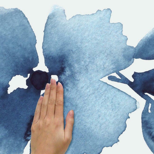 Stickers muraux géant fleurs bleues