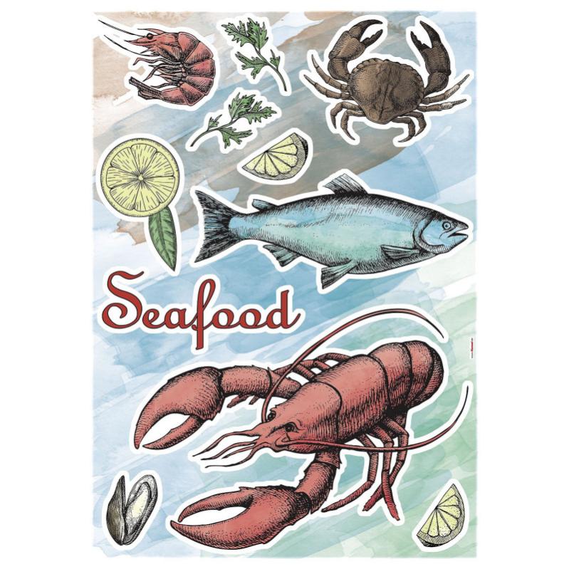 Seafood Sticker Décoration murale Fruit de Mer 50x70cm Leroy Merlin