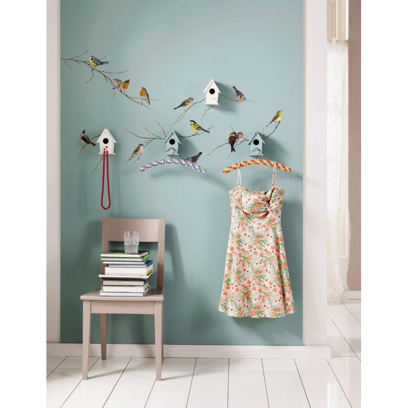 Stickers muraux : Tête de lit avec oiseaux - Sticker décoration murale