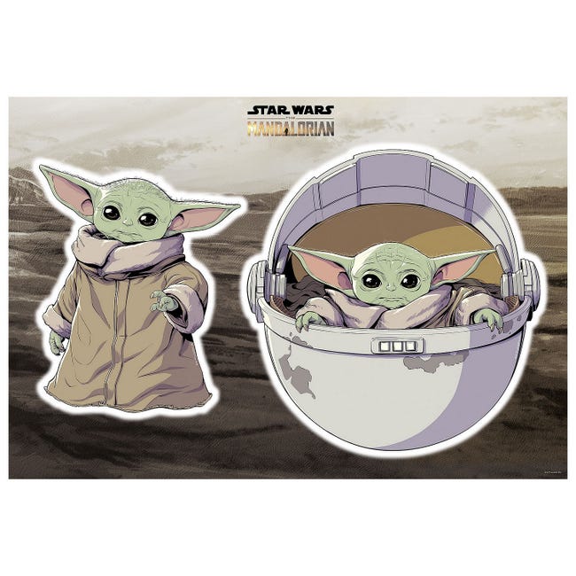Stickers Muraux Geant Mandolorian Baby Yoda The Child Star Wars 50 X 70 Cm Leroy Merlin