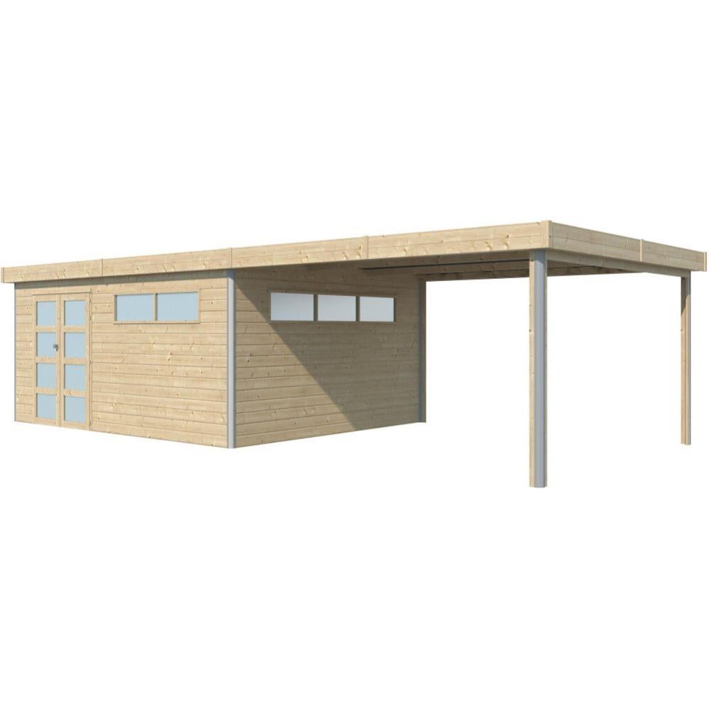 Chalet En Bois Ystad 15,98 M² – Épicéa, Toit Bac Acier, Gouttière – Kit à Monter, Parfait Pour Jardin