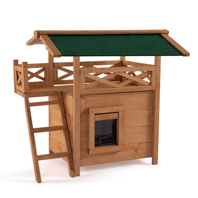 Maison Pour Chat Lodge En Bois Avec Acces Terrasse Leroy Merlin