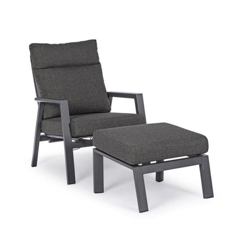 Fauteuil avec repose pied Bleu 60 cm Velours | Leroy Merlin