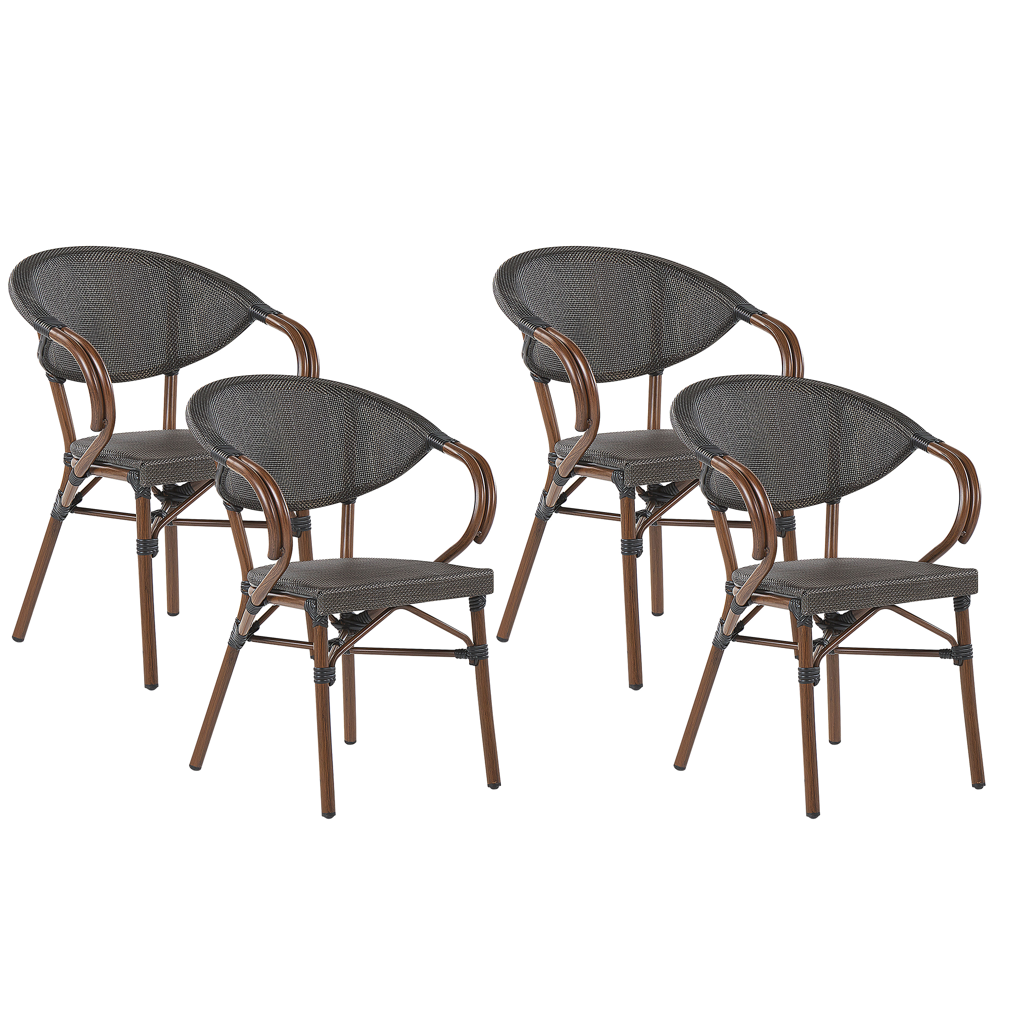 Beliani conjunto de 4 sillas de jardín gris/madera oscura caspri
