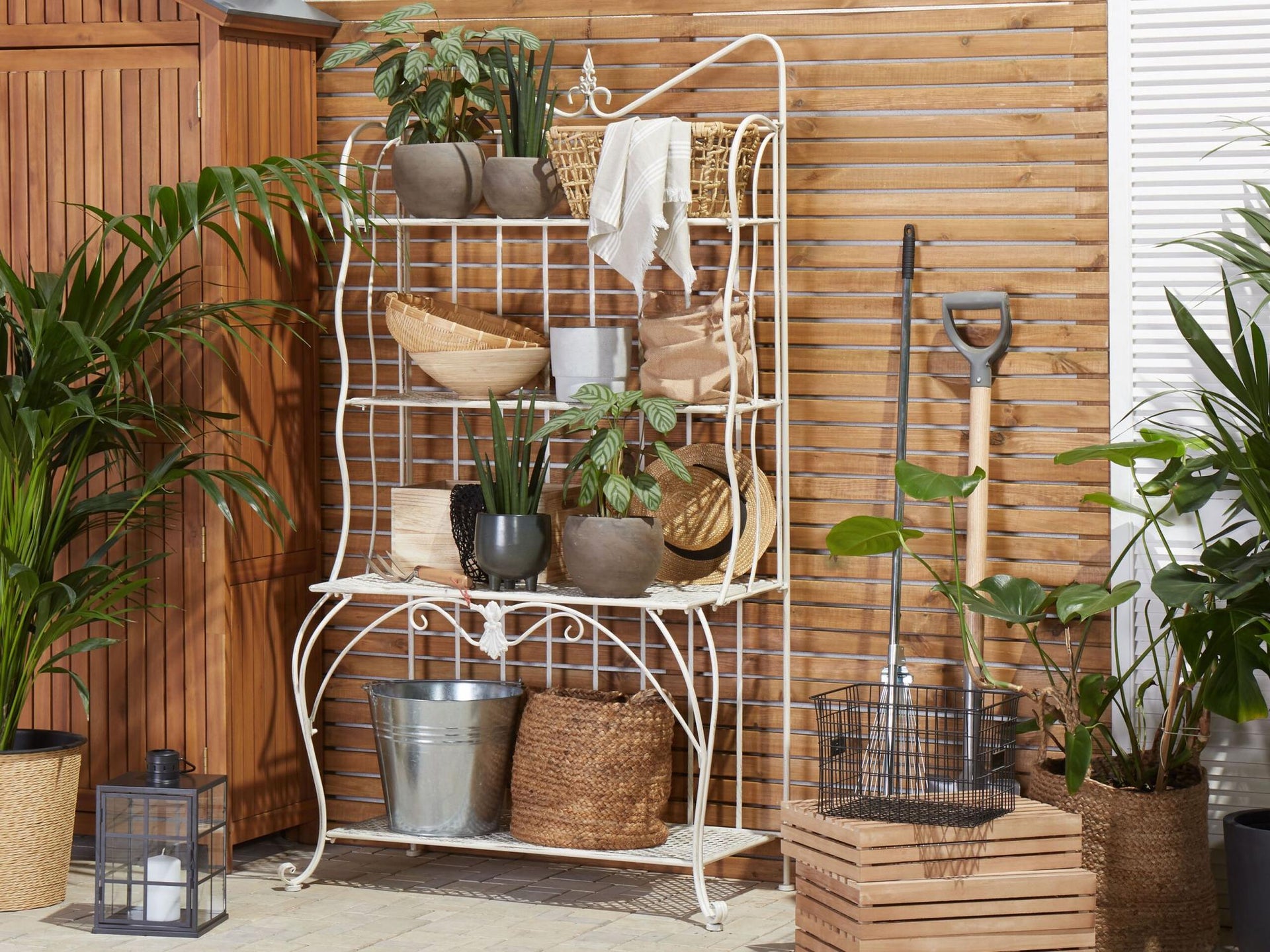 Beliani Étagère De Jardin En Métal Beige Clair 4 Niveaux Pavona Leroy