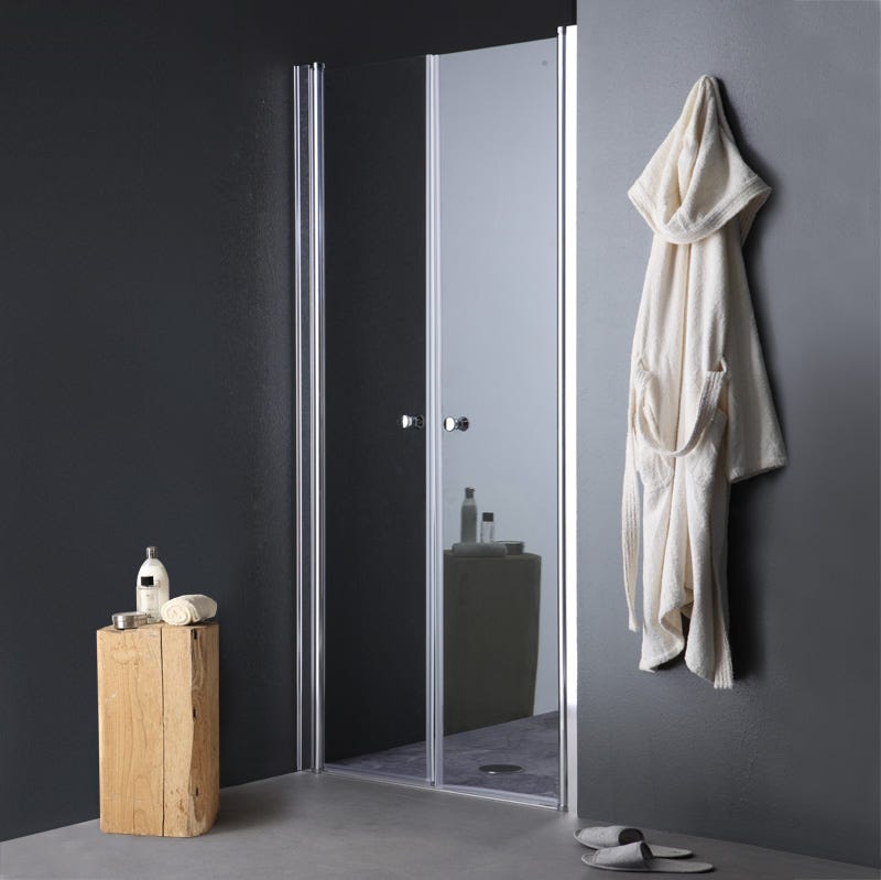 Box doccia porta saloon 70 cm vetro temperato opaco regolabile profili  alluminio - Lost