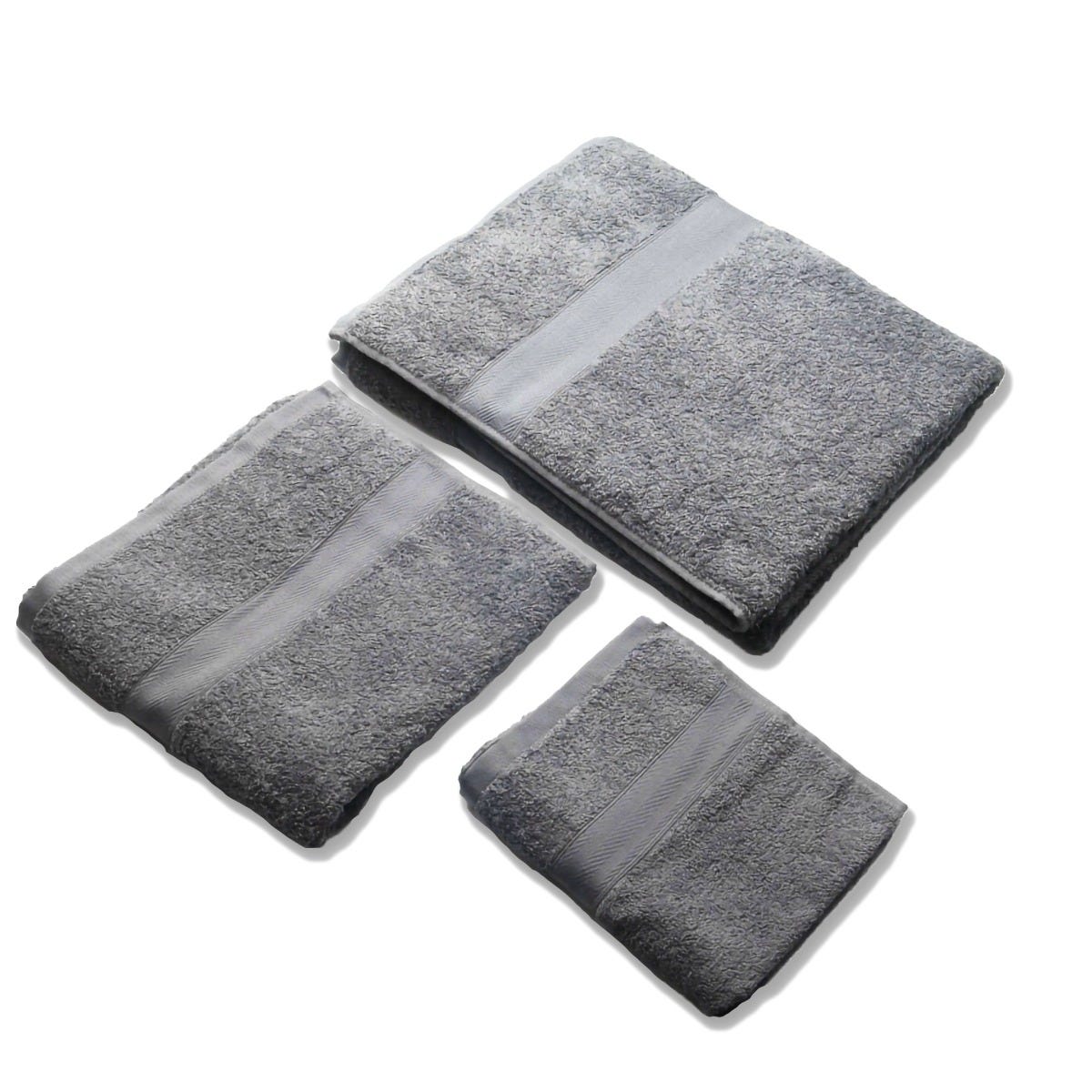 Set di 4 asciugamani da bagno DELUXE, colore: grigio antracite, 1  asciugamano da bagno, 1 asciugamano
