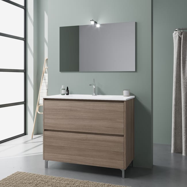 Meuble Avec Lavabo A Poser 100 Cm Chene Laguna Leroy Merlin
