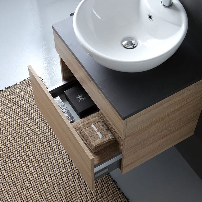 Acquistare il mobile alto da bagno Aquis in antracite/legno