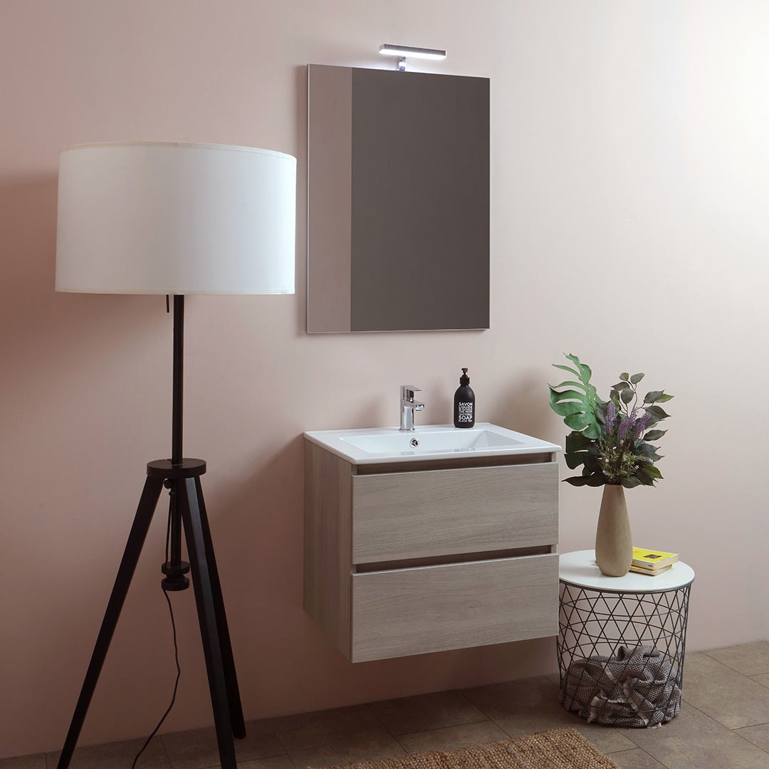 Kit Mobile sotto lavabo Eva da bagno in truciolare con specchio e colo