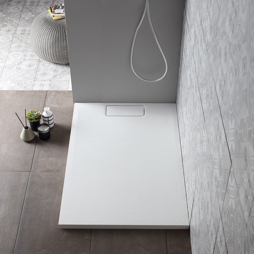 Plato de ducha 80 x 100 cm de piedra Maier Aura blanco : :  Bricolaje y herramientas