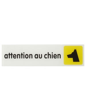 Plaque ATTENTION AU CHIEN ROUGE adhésive, 4,90€