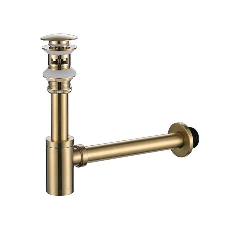 Kit Siphon + Bonde Avec Trop-plein Laiton Or Brossé | Universel 1 1/4" - Anti-Odeur