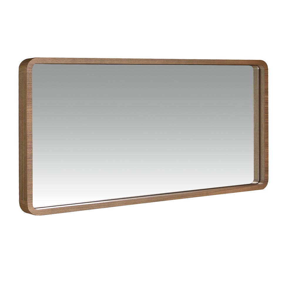 Specchio rettangolare con cornice in legno di noce 100 x 50 x 7 cm.
