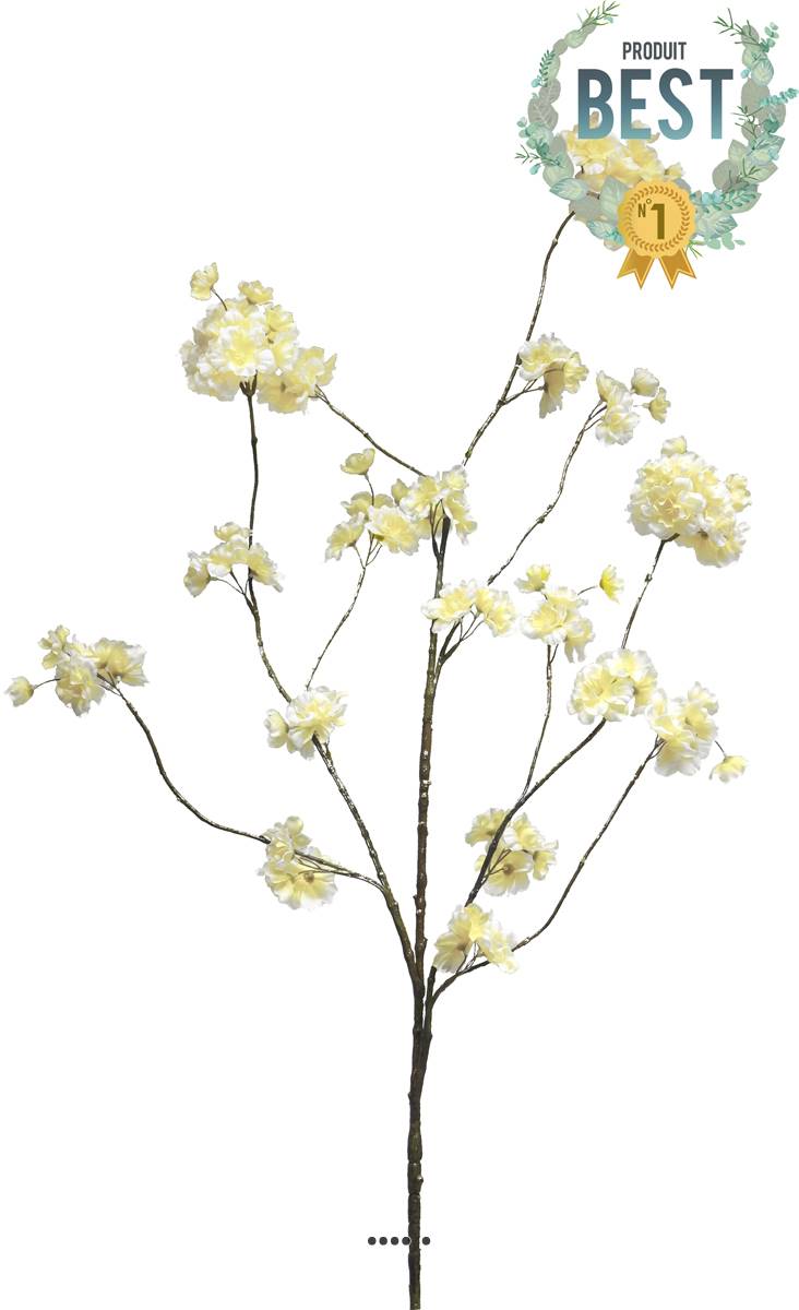 couleur Blanc neige Branche de cerisier Prunus Crème artificiel H 120 cm Top