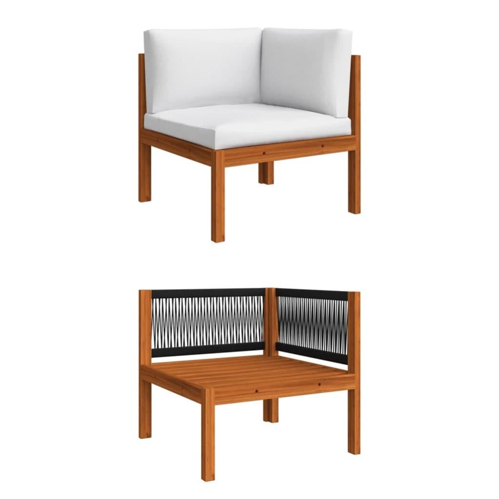 VidaXL Divano Angolare Modulare In Legno Di Acacia Massello Con Cuscini Crema – Per Interni/Esterni, Resistente Alle Intemperie, Dimensioni 60,5x60,5x81 Cm - 5