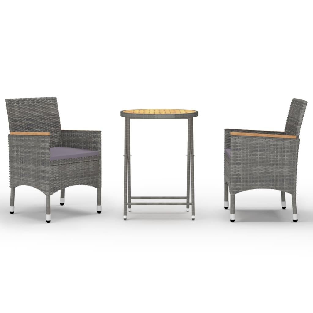 Tavolo Da Giardino VidaXL In Polyrattan E Legno Acacia, 70x38x42 Cm, Nero - Perfetto Per Terrazzo E Cortile