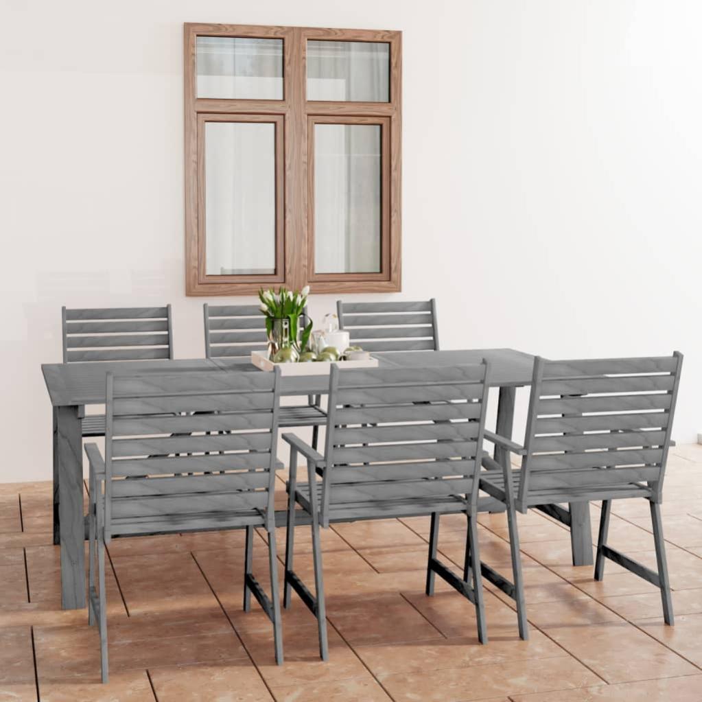 Mobilier à dîner de jardin 7 pcs Gris Bois d'acacia massif vidaXL