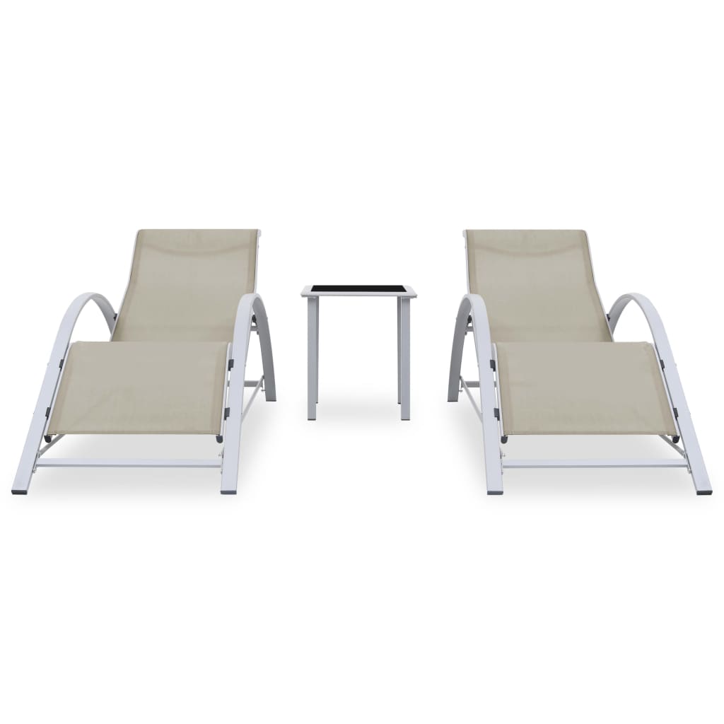 Chaises Longues 2 Pcs Avec Table Aluminium Crème Vidaxl  Leroy Merlin