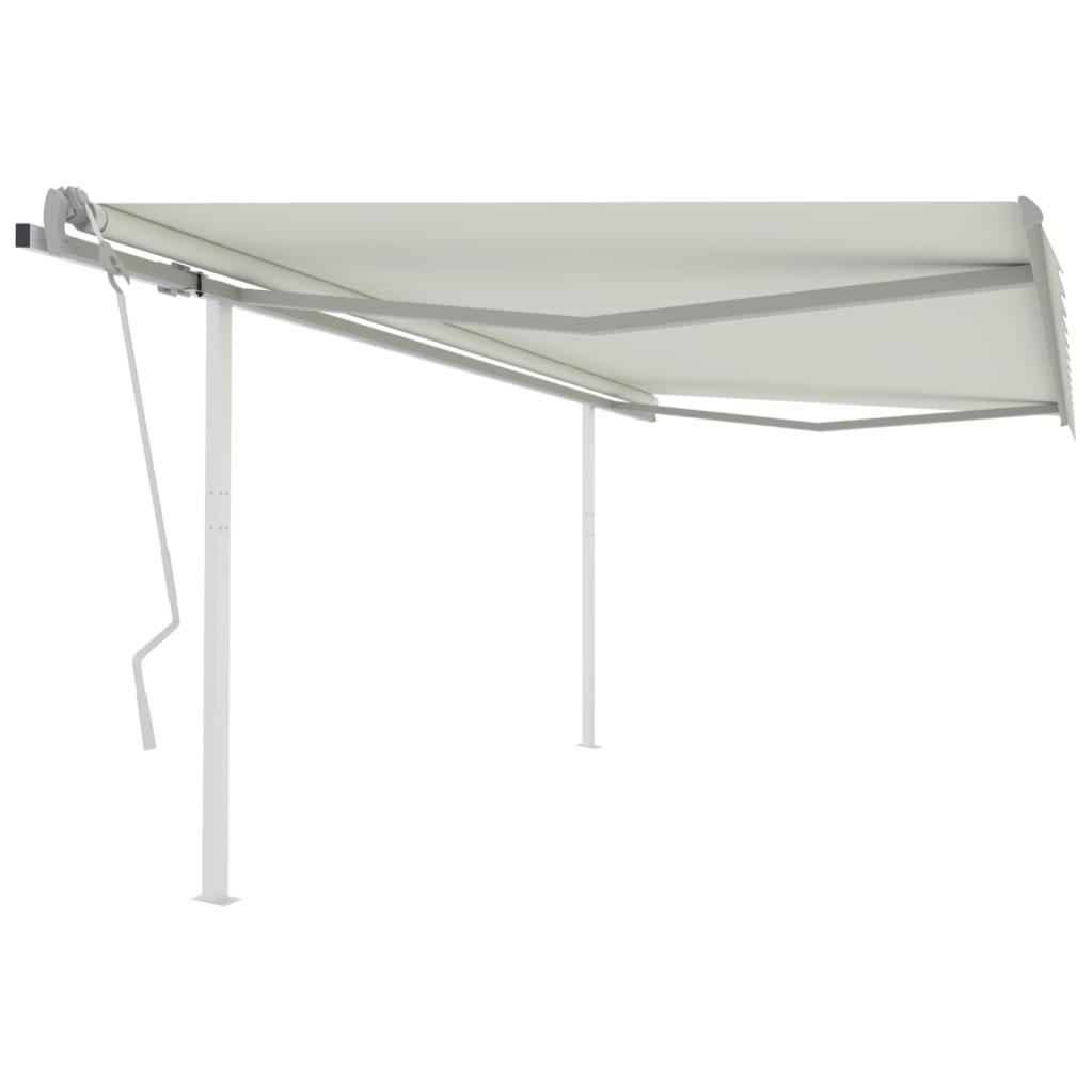 vidaXL Tenda da Sole Retrattile Manuale con LED 4,5x3,5 m Crema
