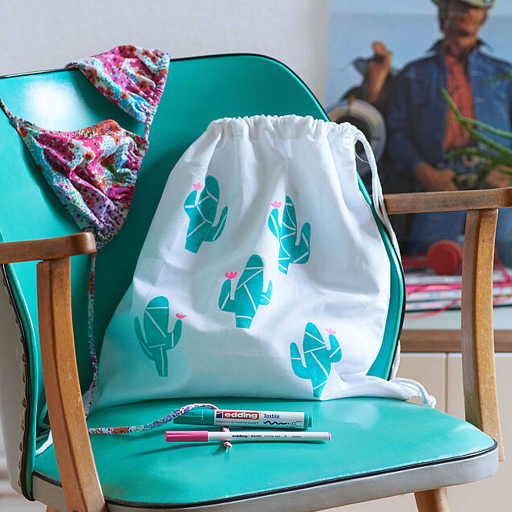 Rotuladores textiles para pintar sobre tela o bolsas de algodón o yute  Edding 4500 azul claro