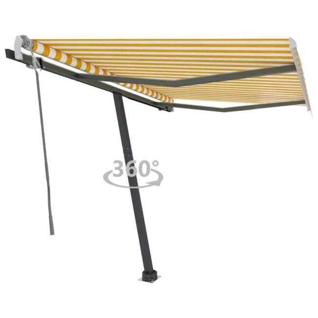 Tenda Da Sole Retrattile Manuale LED 350x250 Cm Gialla E Bianca Vidaxl 92736012 Tenda Da Sole Retrattile Manuale LED 350x250 Cm Gialla E Bianca Vidaxl 92736012