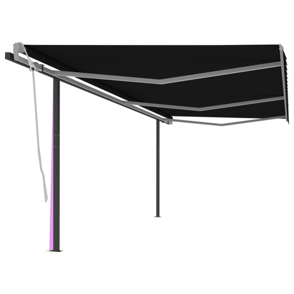 Tenda Da Sole Retrattile Manuale VidaXL Con Pali, 4x3,5 M, Antracite: Protezione UV E Acqua Per Patio