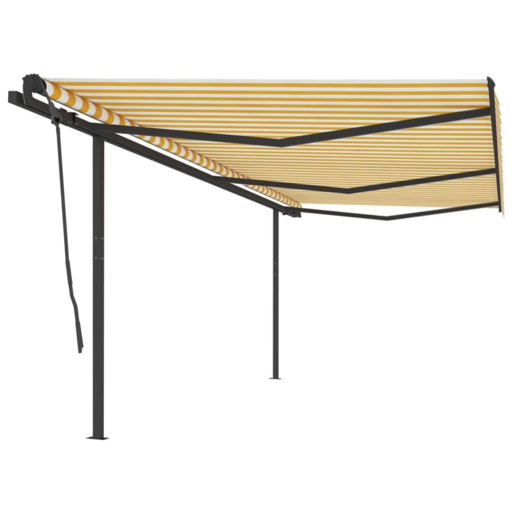 VidaXL Tenda da Sole Retrattile Manuale con Pali 4x3,5 m Blu e Bianca | Leroy Merlin