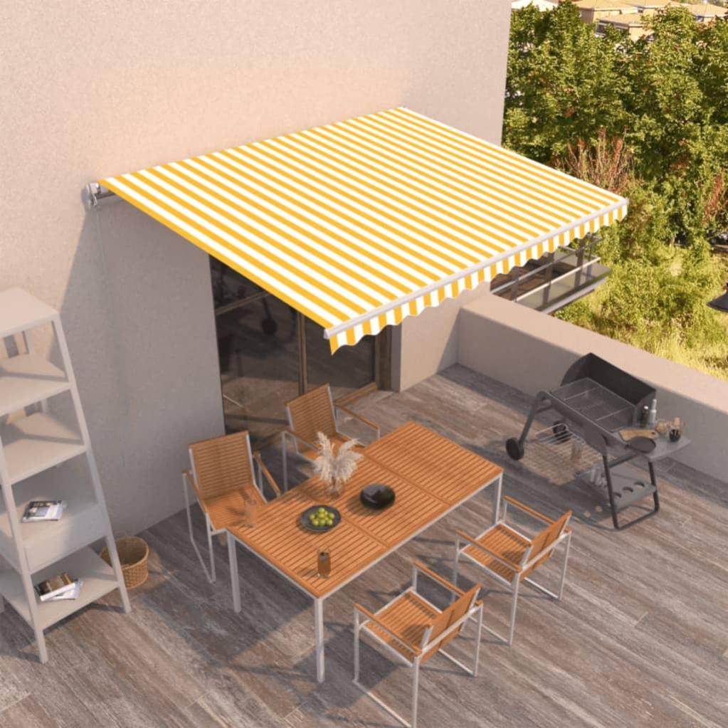 Valance De Toldo VidaXL Para Marco De 2.5 M - Tela De Poliéster Rayado Amarillo Y Blanco, 2.3x0.2 M | Protección UV Para Balcón O Patio