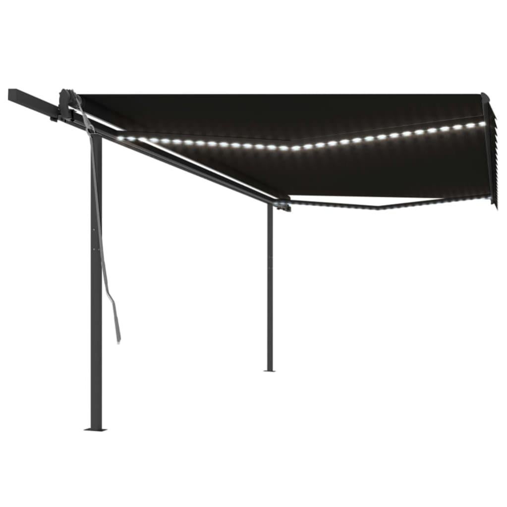 VidaXL Tenda Da Sole Retrattile Manuale Con LED 4,5x3,5 M | Antracite E Grigio | Perfetta Per Terrazzo E Giardino - 2