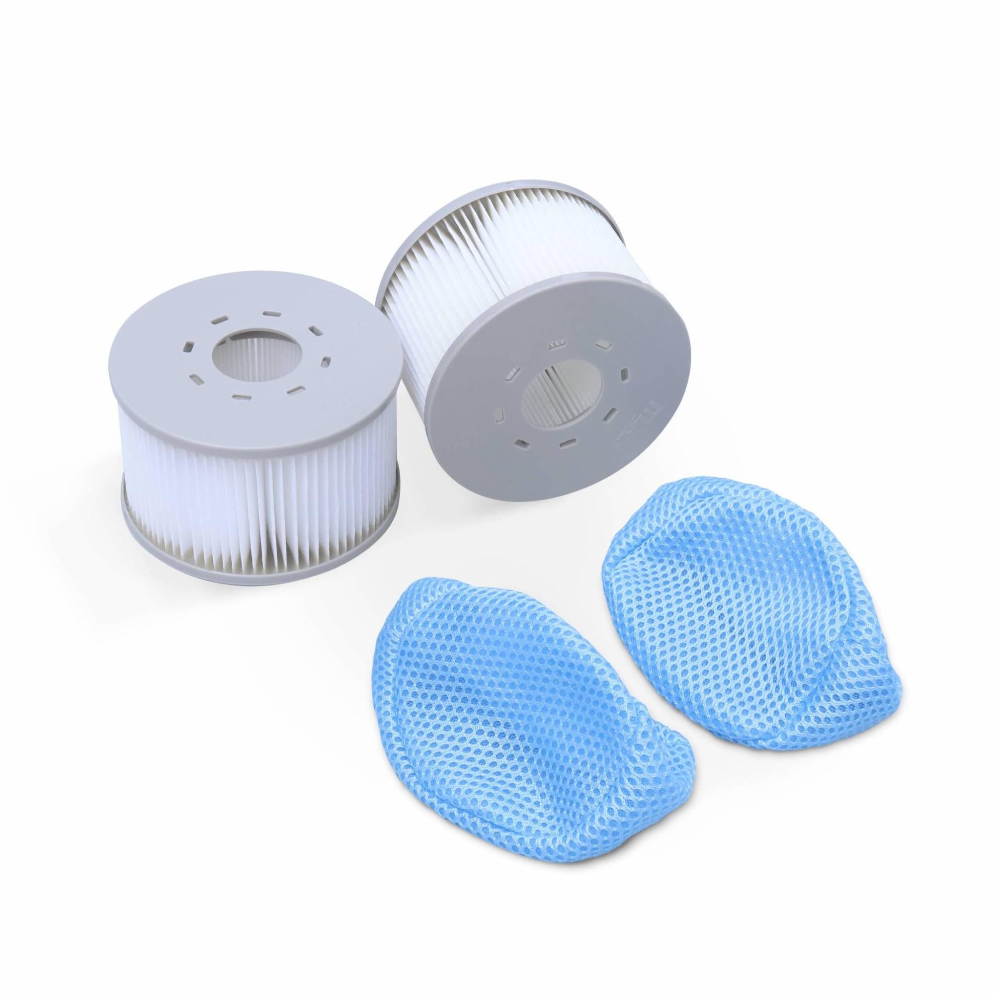 Juego De 2 Filtros Con Redes Para Spas Hinchables Mspa V2, Ø108Cm - 2 Cartuchos De Filtro De Recambio Para Spas Hinchables Mspa + 2 Redes De