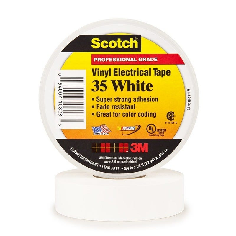 Ruban adhésif 3m Ruban isolant Scotch® 35 SCOTCH35-19X20WH blanc (L x l) 20  m x 19 mm résine caoutchouc