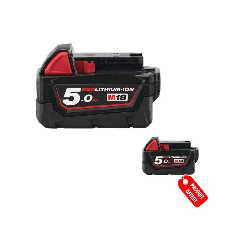 Pack De 2 Batteries Milwaukee M18 B5 Redlithium Li Ion 50ah 4932430483 2 Leroy Merlin 8929