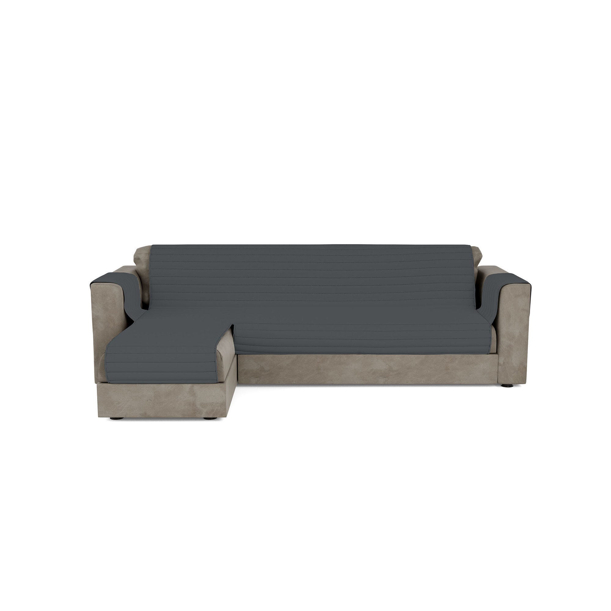 Copridivano per divano 3 posti con penisola reversibile destra e sinistra  impermeabile antimacchia 240x305 cm - Grey