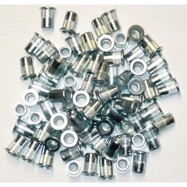 100 pièces M6 écrou à rivet fileté à tête plate, écrous à riveter fileter  en acier inoxydable, assortiment inserts filetés pour mental plastique (12  mm 15 mm)