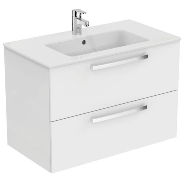 Porcher Meuble Suspendu 80 Cm Ulysse Et Lavabo Plan Blanc Laque E3258wg Leroy Merlin