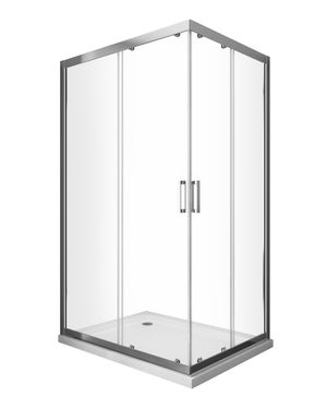 Mampara De Ducha Rectangular Angular Corredera 2 Puertas 2 Fijos, Serigrafía - Cromo Brillo - 100 Cm (adaptable 98,5-100cm) - 70 Cm  (adaptable 68,5-70cm) con Ofertas en Carrefour