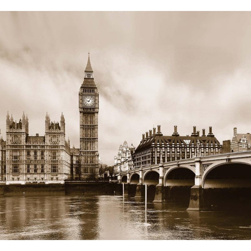 London rideau imprim Big Ben et la Tamise en noir et blanc s pia