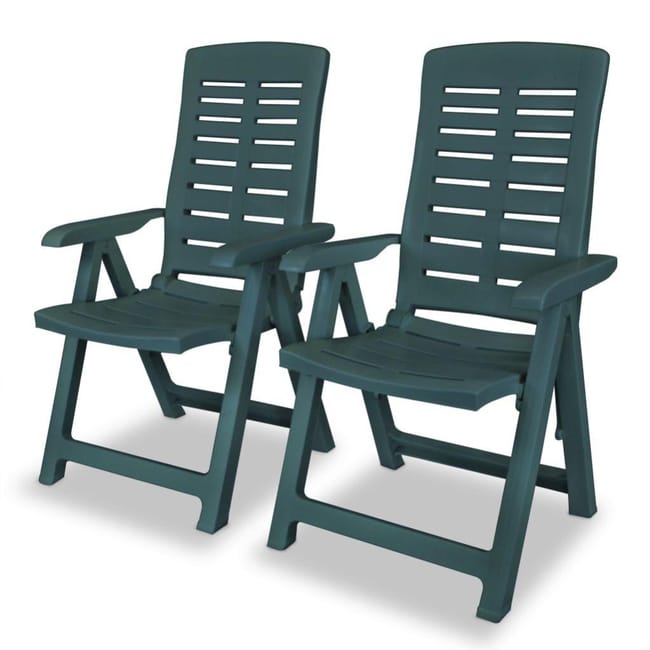 2 Pcs Chaises Inclinables De Jardin Plastique Vert Vidaxl  Leroy Merlin