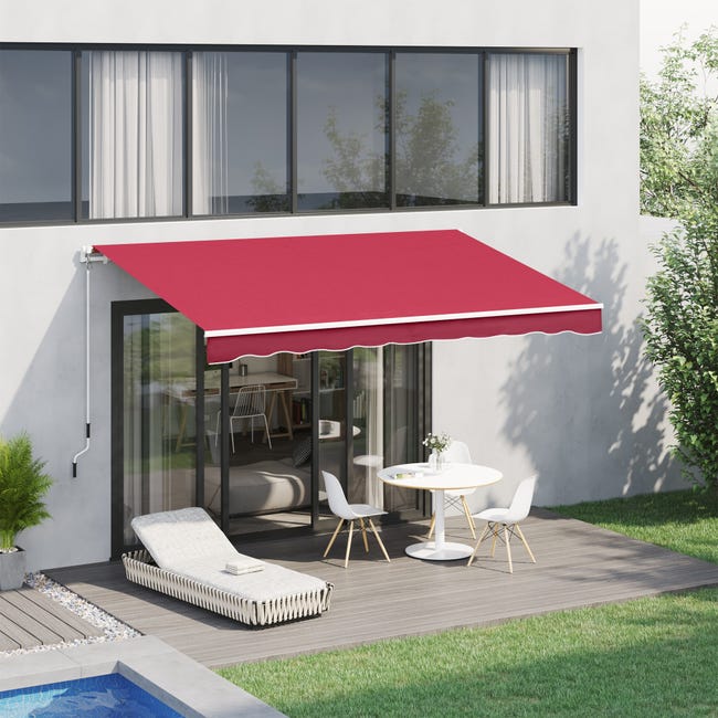Outsunny Tenda da Sole per Esterno Balcone Avvolgibile Impermeabile in  Poliestere Rosso Bordeaux 3×2,5m