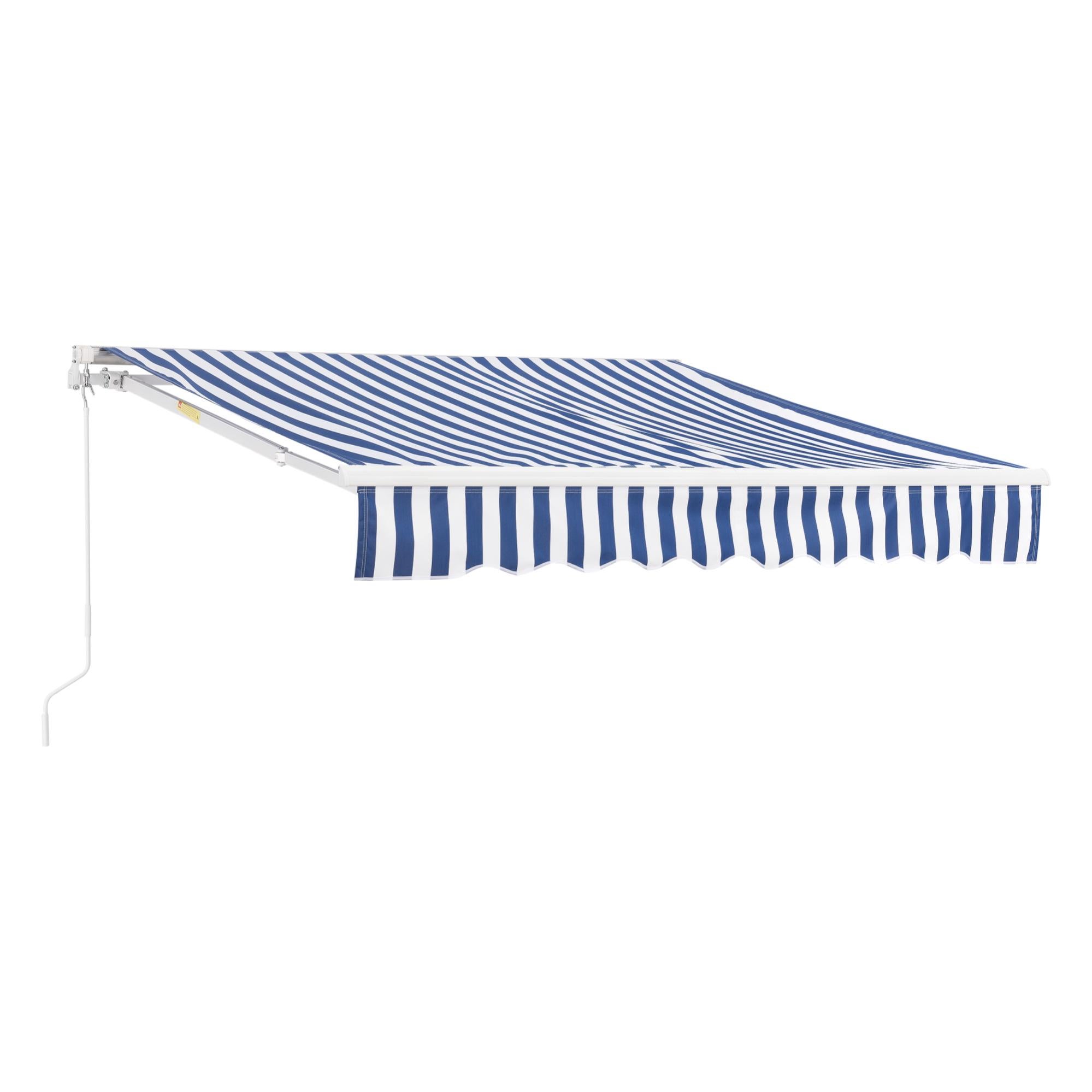 Store Banne Bitonto avec Manivelle 350 x 250 cm Bleu Blanc [en.casa