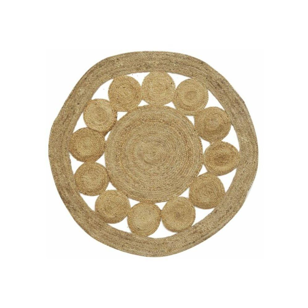 TT Home Tappeto Fibra Naturale Juta Soggiorno Rotondo Etnico Boho Fatto A Mano Bordura, Colore:Ivory, Dimensione:100 Cm Rund - 13