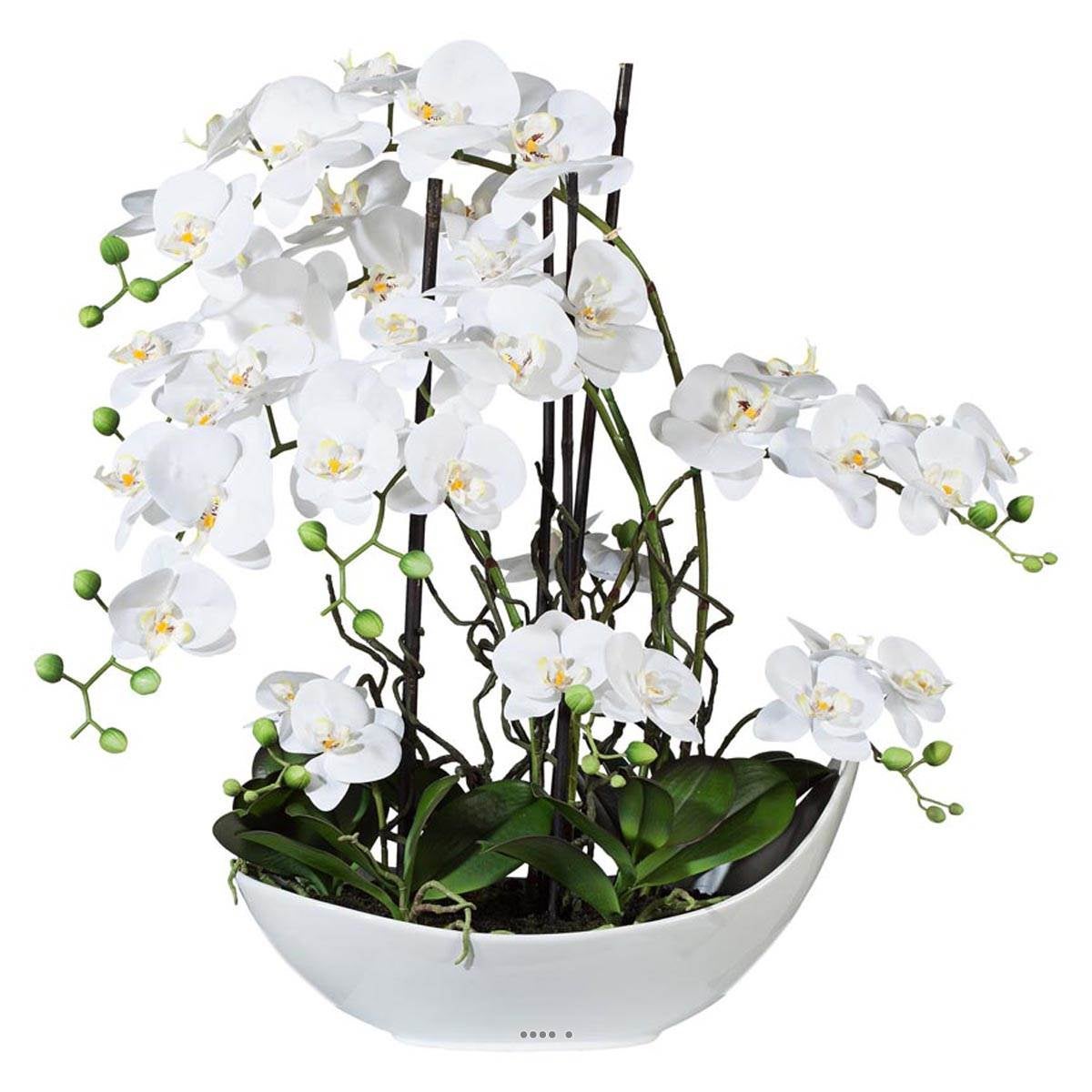 Orchid E Factice Hampes En Coupe C Ramique Blanche H Cm Magistrale Leroy Merlin