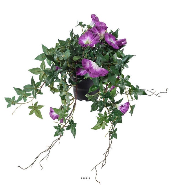 Ipomée liseron factice retombant en pot H40cm fleurs Mauve violet -  couleur: Mauve violet | Leroy Merlin