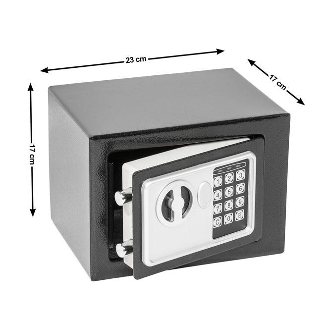 Caja fuerte electrónica llave de seguridad, caja de seguridad de hierro  sistema de bloqueo doble 17x23x17cm