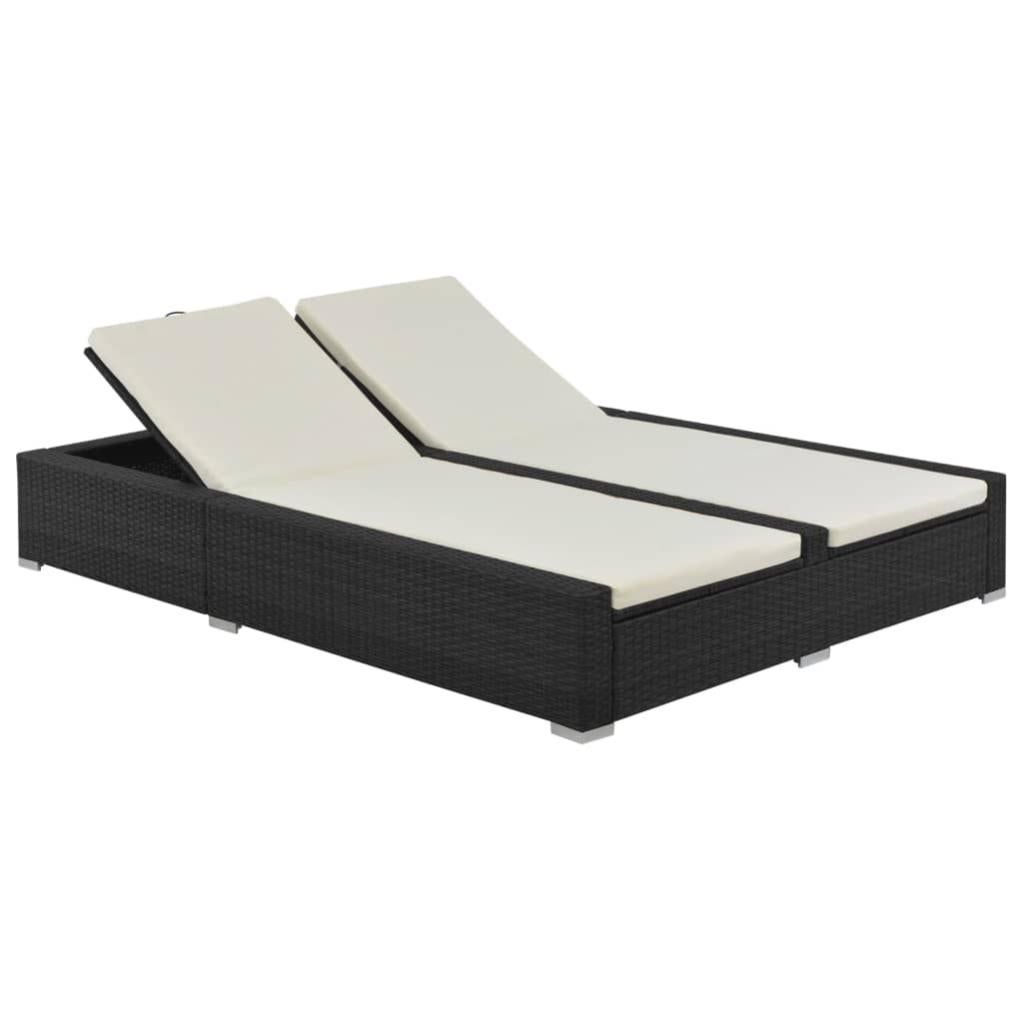 Chaise longue double Résine tressée Noir vidaXL Leroy Merlin