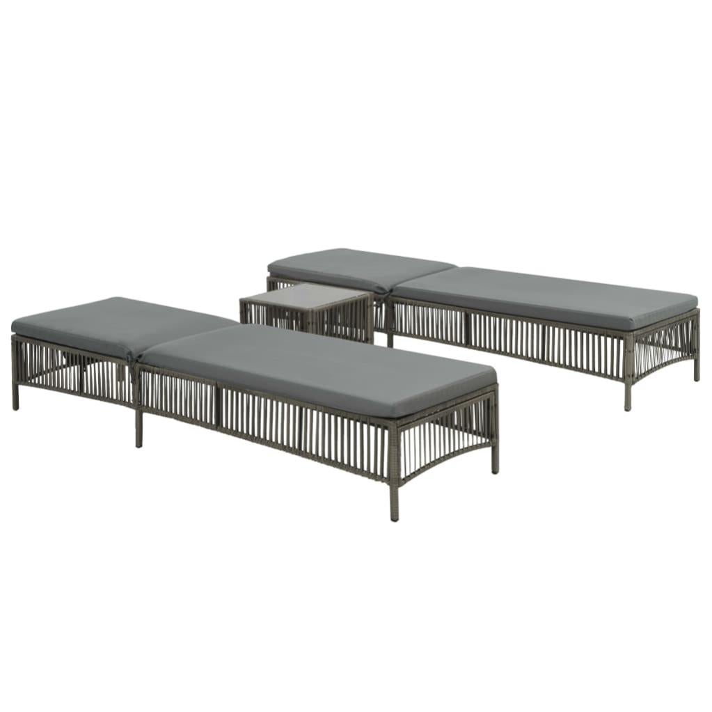 Lettino Da Giardino - VidaXL Lettino Prendisole Pieghevole Con Cuscino In Polyrattan Grigio 76077492